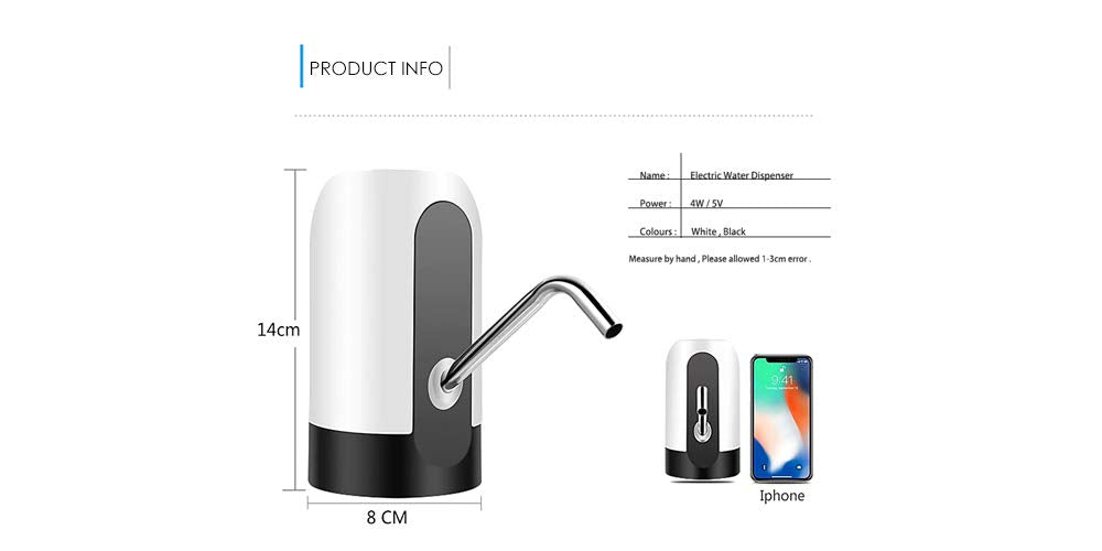 مضخة مياه شرب كهربائية لاسلكية – قابلة لإعادة الشحن وأوتوماتيكية