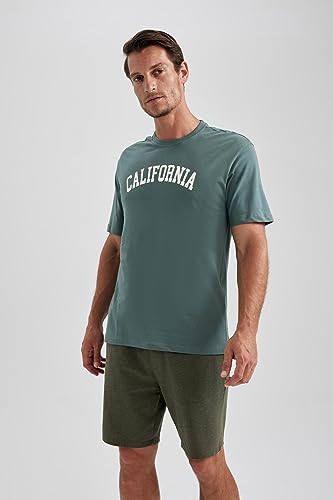 DeFacto Men's Regular Fit Crew Neck Printed T-Shirt from DeFacto Basics