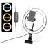 Plastic Ring Light With Four Modes And USB Cable For Mobile 26 CM - Black
