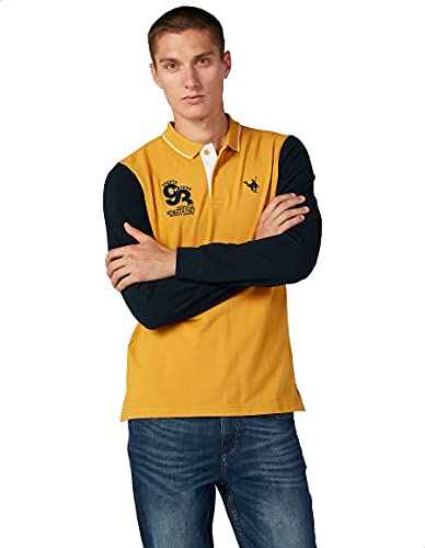 Splash Men's Pullover with Chest Embroidery and Contrast Long Sleeves