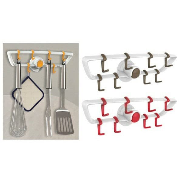 Bama Kitchen Hook Rail - 8 Hooks, Multi-Color, Adjustable (Made in Italy)