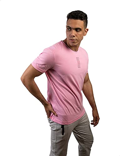 Hero Basic Contrast Neckline EmbroideRed Cotton T-Shirt For Men