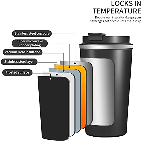 Spaceshoop 500ml Stainless Steel Thermal Coffee Mug – Double Wall Travel Thermos (Multi Color)
