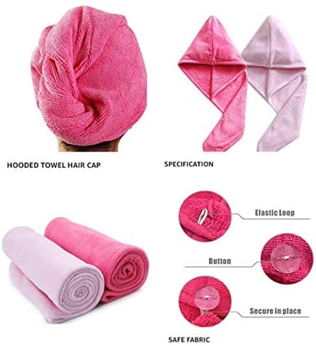 نايب ماينت منشفة شعر مايكروفايبر ماصة من قطعتين، منشفة شعر سريعة الجفاف ملفوفة لتجفيف الشعر مع حلقة مرنة