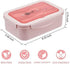 YumLock Boxes for Adults - 1400 ML Bento Lunch Box For Kids Childrens With Spoon and Fork - Durable, Leak-Proof for On-the-Go Meal, Transparent Cover - Reusable,3 Compartments Microwave Safe(Pink)