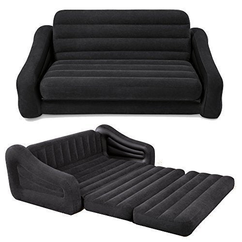 Intex Inflatable Sofa Bed 68566, 193 x 221 x 66 cm, Convertible Air Sofa, Black- Damage Box
