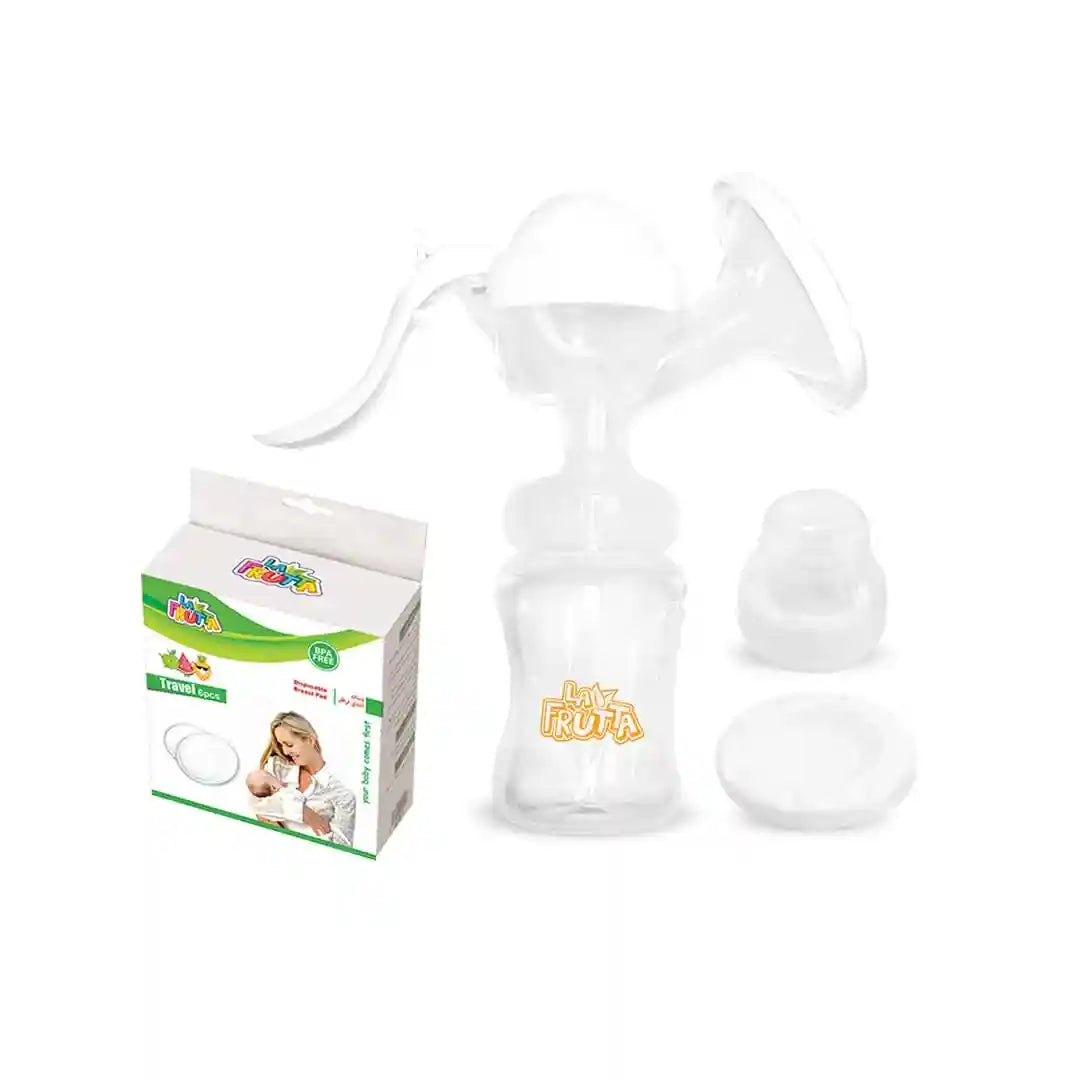 La frutta Manual Breast Milk Pump + 6 Pcs Breast Pads - white