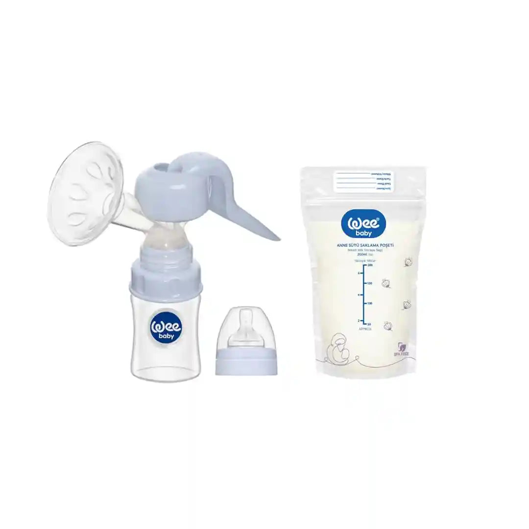 Wee Baby Manual Breast Pump + 20 Milk Storage Bag 200ml., One Size