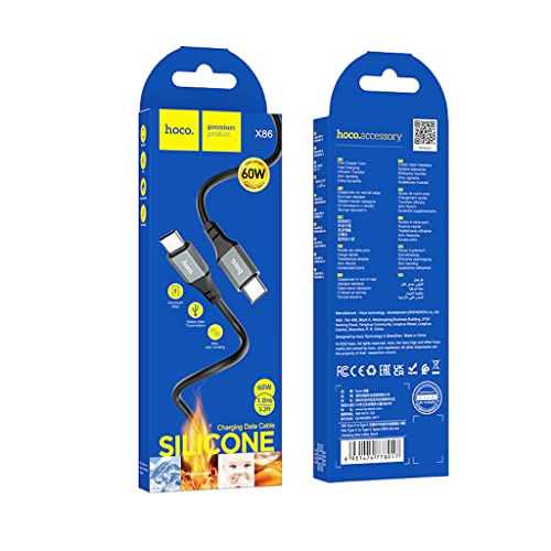 Hoco X86 Spear Silicone Fast Charging & Data Cable USB-C to USB-C – Black