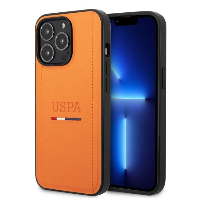 CG MOBILE USPA PU Leather Case With Tricolor Stitches & Initials Full Protection/Lightweight/Stylish/Anti-Drop Protection/Shock-Absorption Compatible With iPhone 14 Pro Max 6.7