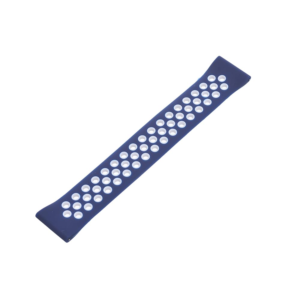 Generic Silicone Adjustable Watch Strap With Holes Design For Unisex Compatible With Smart Watches 20 MM - Navy White
