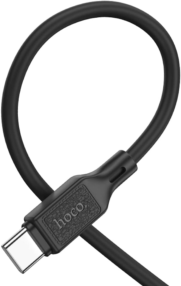 Hoco X90 - Cool Silicone Fast Charging And Data Transmittion Cable (60W - 20V- 3A - 1M), USB-C To USB-C Plug, Compatible With Samsung Huawei Xiaomi Oppo - Black - Safqqa Egypt