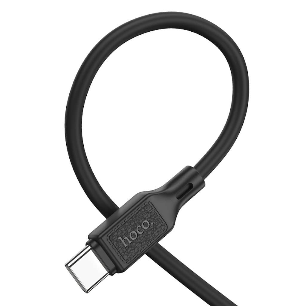 Hoco X90 - Cool Silicone Fast Charging And Data Transmittion Cable (60W - 20V- 3A - 1M), USB-C To USB-C Plug, Compatible With Samsung Huawei Xiaomi Oppo - Black - Safqqa Egypt