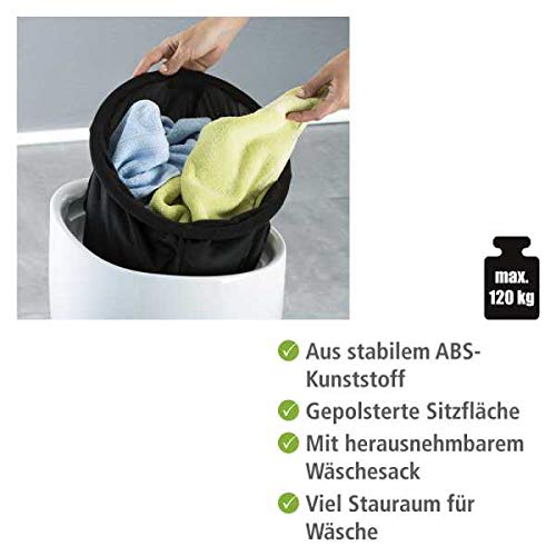 كرسي حمام WENKO – بلاستيك، مع سلة غسيل وتخزين الملابس