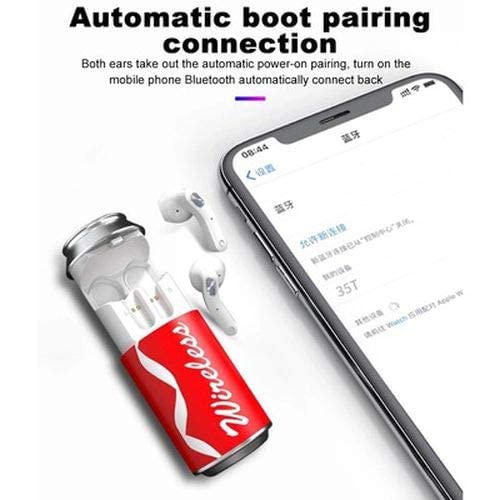 Keendex kx2298 h35t waterproof wireless bluetooth noise-cancelling earbuds with microphone and charging cable - white and red