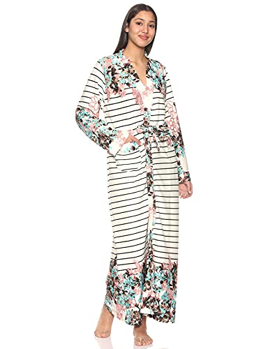 Kady Women’s Striped Maxi Nightgown & Robe Sleepwear Set