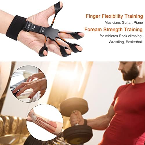 Hand Grip Strengthener - Adjustable Finger Exerciser and Finger Stretcher - Grip Strength Trainer for Hand Therapy, Rock Climbing - Relieve Pain for Arthritis, Carpal Tunnel