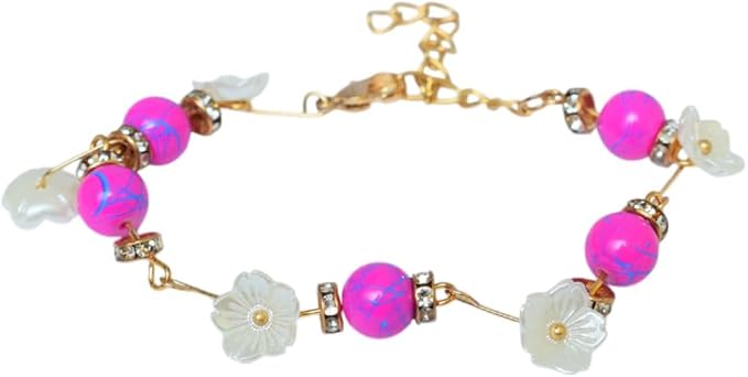 Generic Stainless Steel Bracelet With Flowers And Pearl Cloves For Women