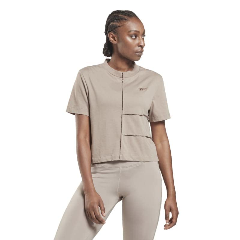 تيشرت تدريب ام واي تي باكمام قصيرة بتصميم قص وخياطة للنساء من ريبوك