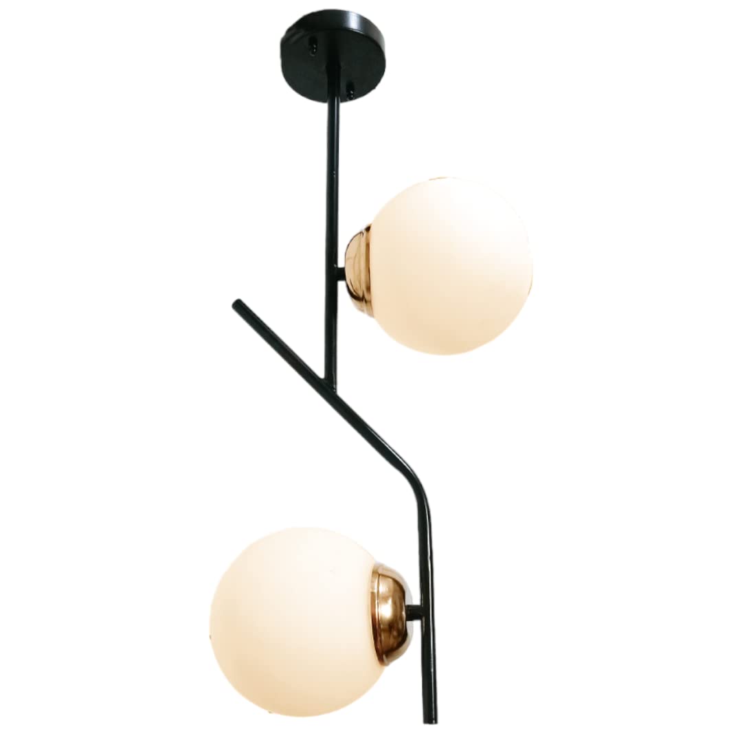 MuswannaA Joky Lights Steel Pendant With 2 Glass Ball• Stylish design suitable for contemporary interiors - Safqqa