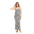 Kady Women Deep Round Neck Zebra Long Nightgown