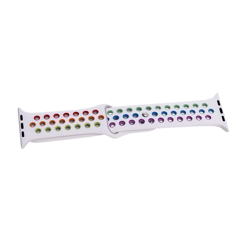 Generic Silicone Adjustable And Expandable Watch Strap With Holes Design For Unisex Compatible With Smart Watches 42/44L - Multi Color