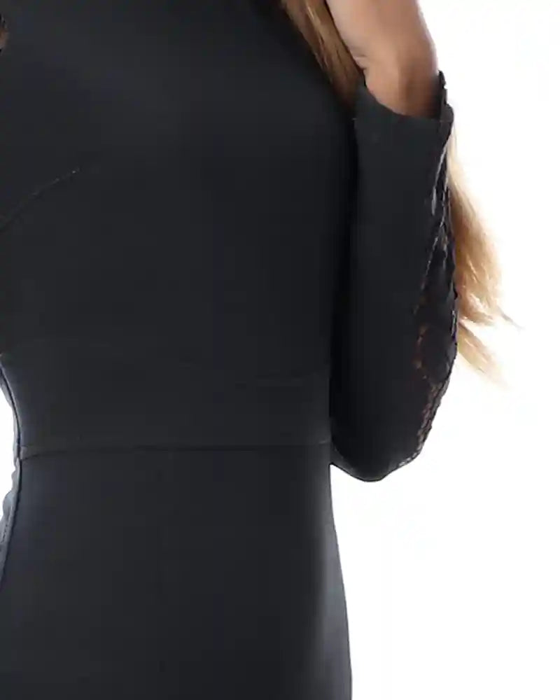 esla_Lace Long Sleeves Short Dress_Dark Gray - Safqqa Egypt