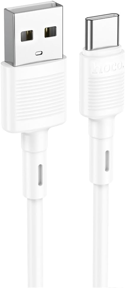 Hoco X83 - Victory Charging And Data Transmittion Cable (3A - 1M), USB-A To USB-C Plug, Compatible With Samsung Huawei Xiaomi Oppo - White