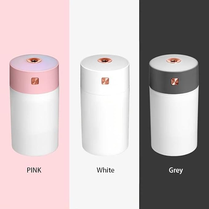 YU WELL Car Mini Humidifier 300ml USB Cool Mist with Rainbow Light White