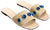 Deeda Faux-Leather Stitched Flower Detail Slide Slippers for Women - Safqqa Egypt
