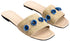 Deeda Faux-Leather Stitched Flower Detail Slide Slippers for Women - Safqqa Egypt