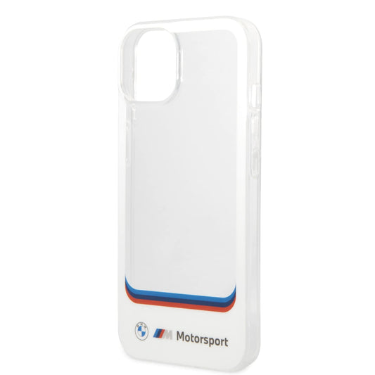 غطاء iPhone 14 Pro Max من مجموعة CG MOBILE BMW Motorsport | حافظة PC/TPU مقاومة للصدمات، مضادة للانزلاق، نحيفة التصميم مع منطقة شفافة مربعة كبيرة وشعار مطبوع – أبيض