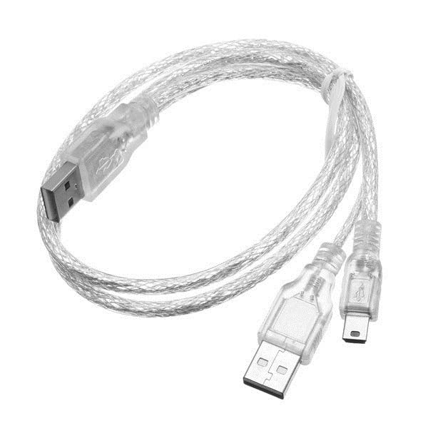كابل شحن USB 2 في 1 من كينديكس 1907 إلى USB 2.0 و USB B - فضي