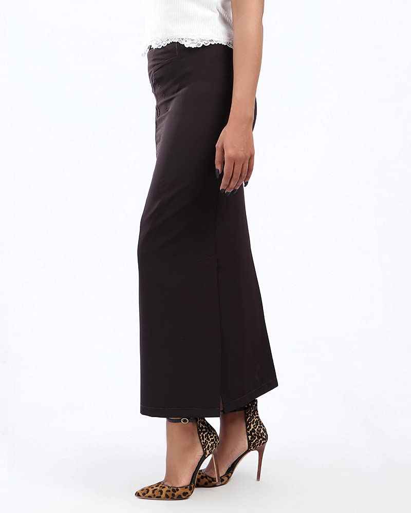 ESLA - Front Slit Long Skirt_Dark Brown - Safqqa Egypt