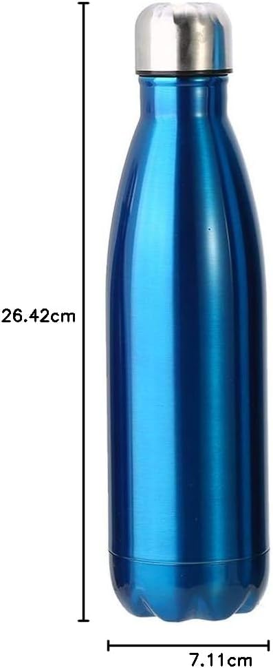 Dilwe VGEBY1 Stainless Steel Water Bottle, Insulated Leak-Proof Bottle Keeps Drinks Hot & Cold Easy Washing(500ML-Blue)-Damage Box