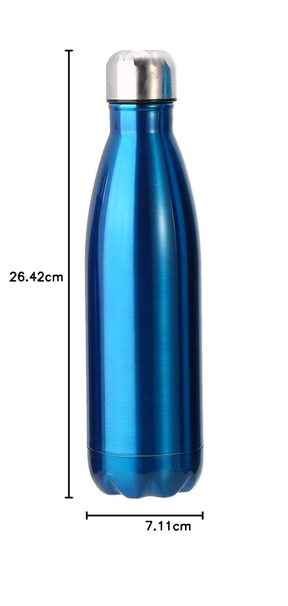 Dilwe VGEBY1 Stainless Steel Water Bottle, Insulated Leak-Proof Bottle Keeps Drinks Hot & Cold Easy Washing(500ML-Blue)-Damage Box