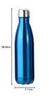 Dilwe VGEBY1 Stainless Steel Water Bottle, Insulated Leak-Proof Bottle Keeps Drinks Hot & Cold Easy Washing(500ML-Blue)-Damage Box