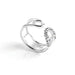 Guess Stainless Steel Zircon Embellished Stone Open Ring for Women - Silver - Safqqa