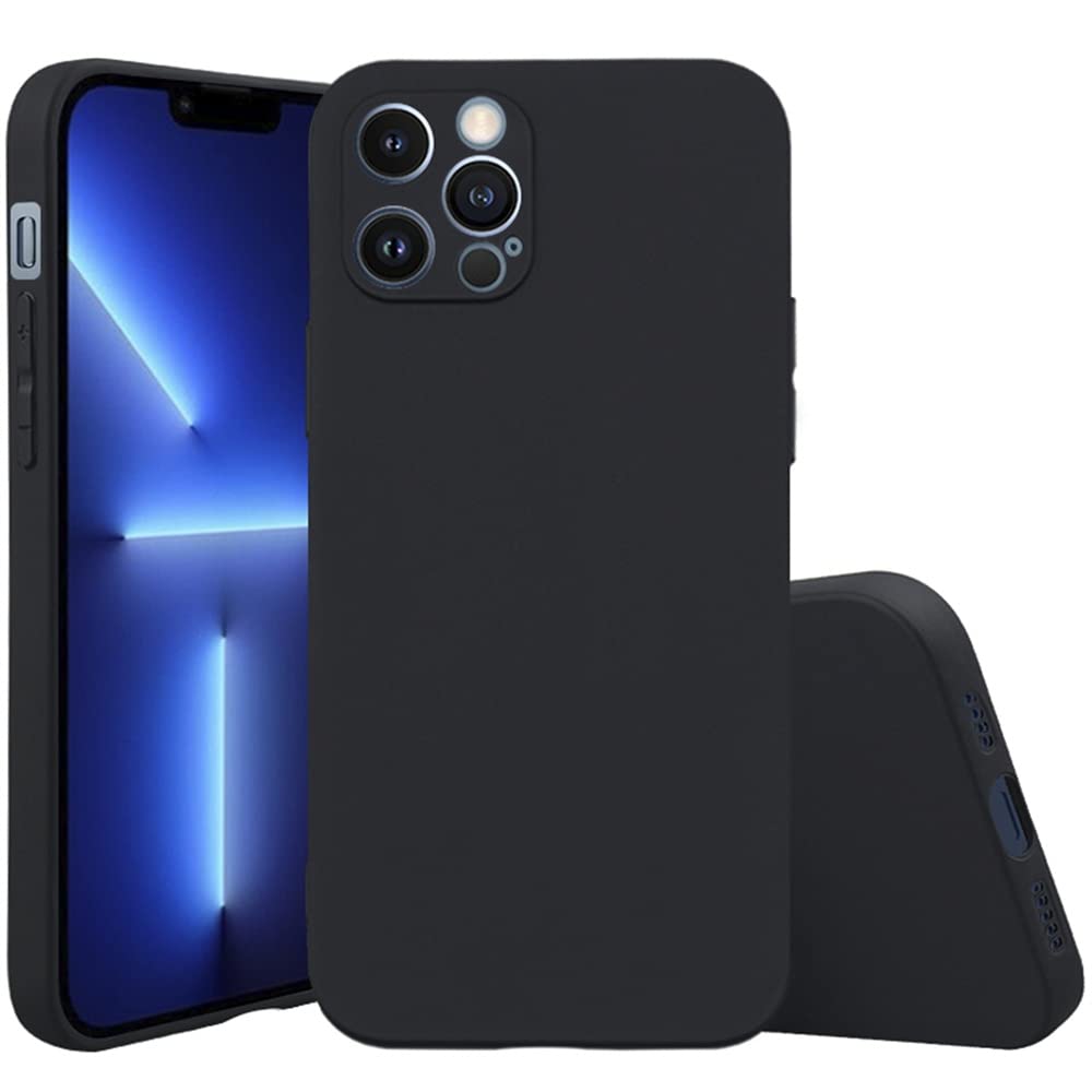 غطاء لهاتف iPhone 13 pro max، بحجم 6.7 بوصة، ملمس ناعم كالحرير، غطاء حماية كامل للجسم، غطاء مقاوم للصدمات مع بطانة من الألياف الدقيقة (أسود)