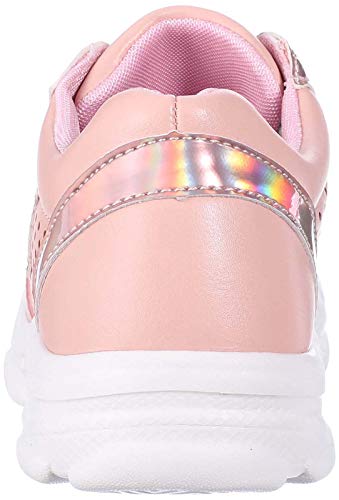 Karisma J.B Collection Mesh-Vamp Iridescent Star Detail Perforated Side Lace-Up Shoes for Girls - Pink - 26 EU