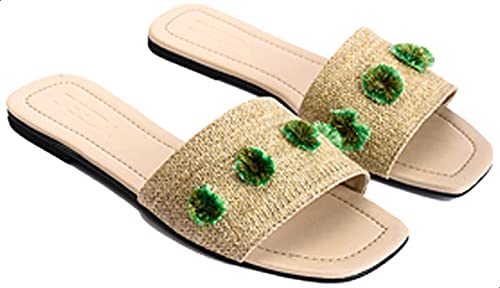 Deeda Faux-Leather Stitched Flower Detail Slide Slippers for Women - Safqqa Egypt
