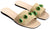 Deeda Faux-Leather Stitched Flower Detail Slide Slippers for Women - Safqqa Egypt
