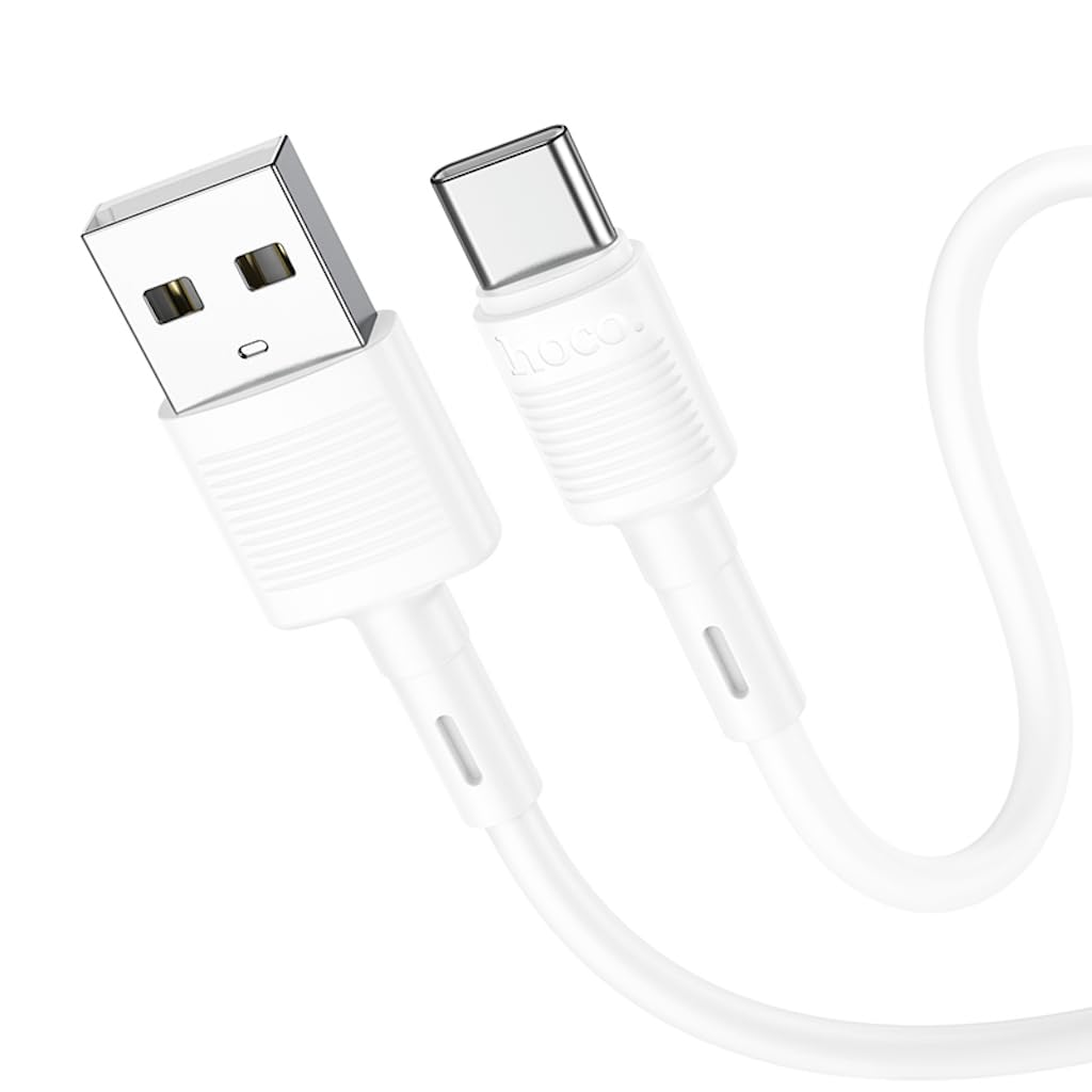 Hoco X83 - Victory Charging And Data Transmittion Cable (3A - 1M), USB-A To USB-C Plug, Compatible With Samsung Huawei Xiaomi Oppo - White