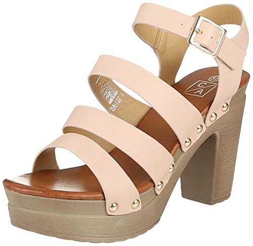 Club Aldo Women’s Leather Strappy Slingback Chunky-Heel Sandals