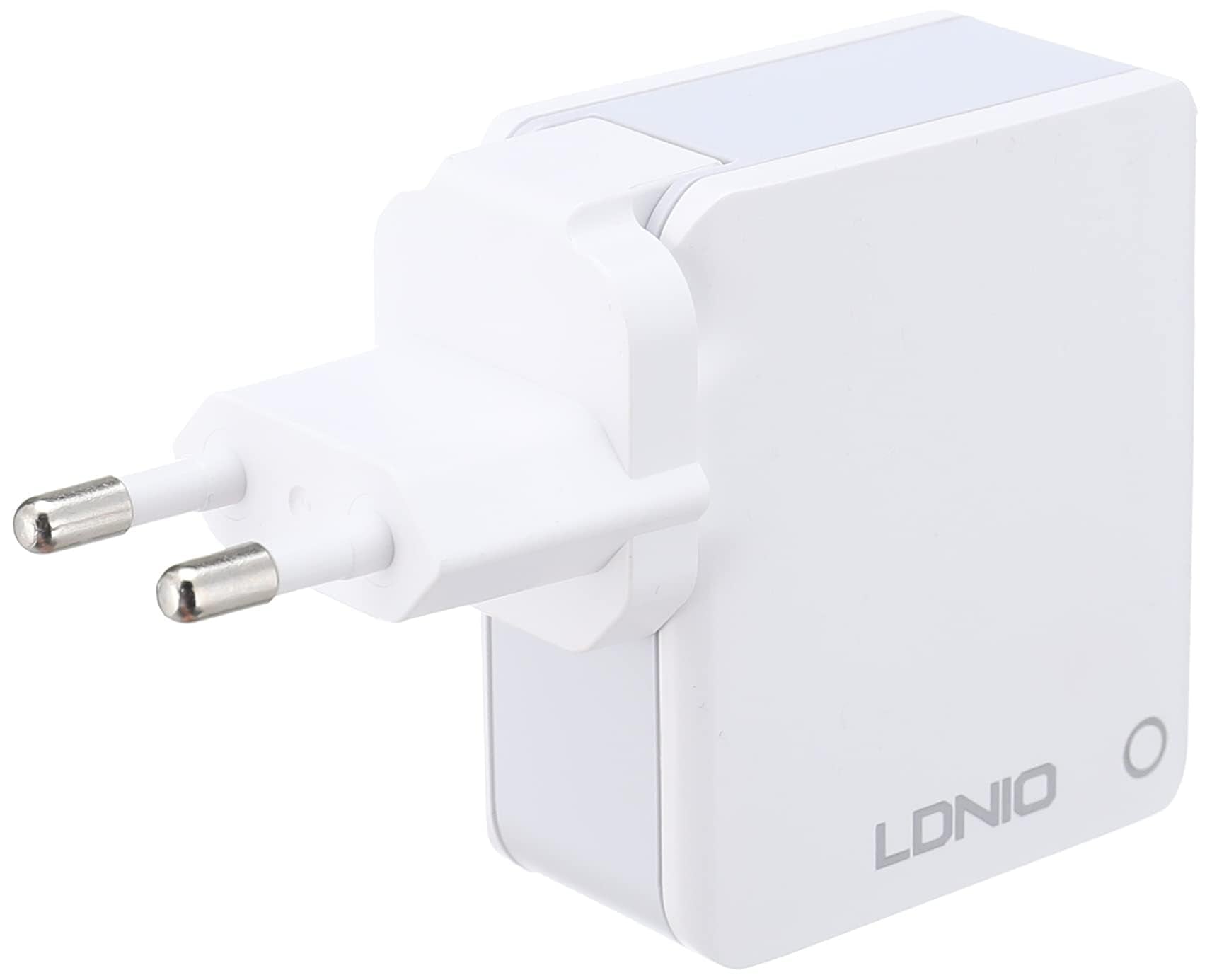 شاحن سريع بـ 2 بورت بي دي بخاصية التعرف التلقائي وكابل USB الى مايكرو يناسب أجهزة متعددة بقدرة 32 وات من لدينو - أبيض A4403C