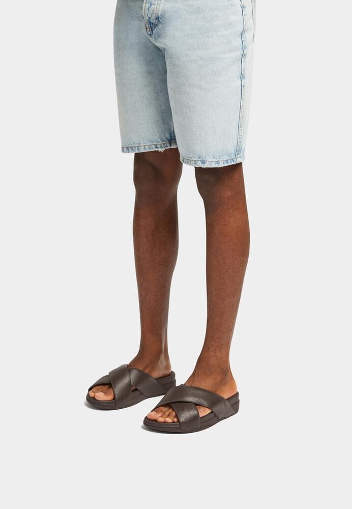 FitFlop Surfer Men's Tumbled Leather Slide Sandals