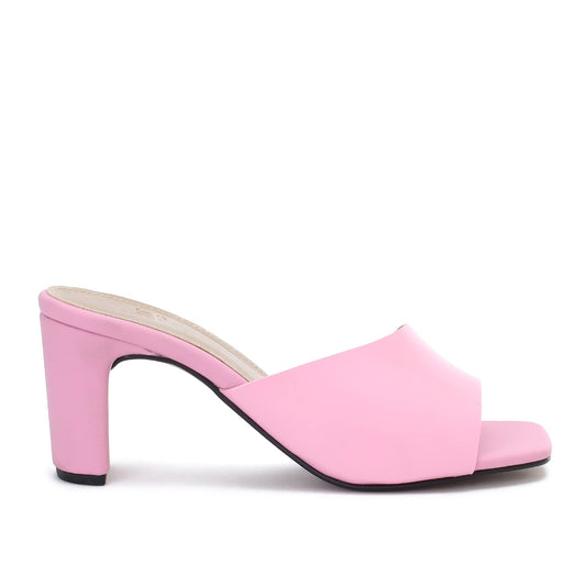 TGS womens Curved Mid Mule Heeled Sandal, Pink,
