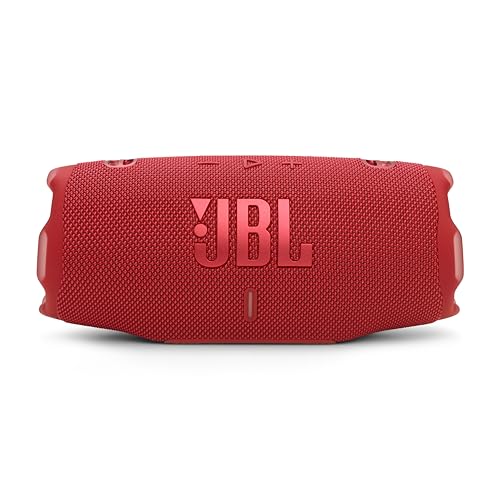 مكبر الصوت من JBL بلوتوث باللون الأحمر المميز هو مكبر مقاوم للماء والصدمات ومناسب للاستخدام في الداخل والخارج 