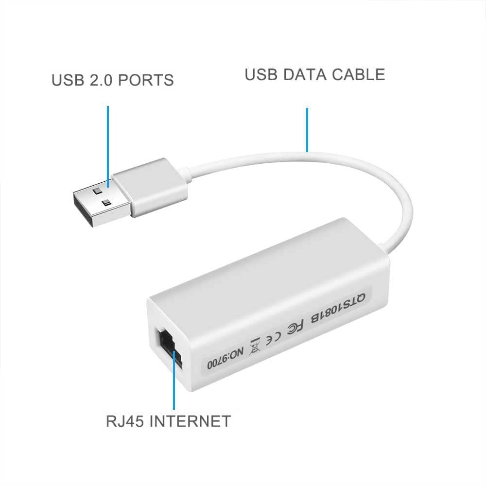 USB 2.0 Ethernet RJ45 Network LAN Card Adapter (10/100Mbps)