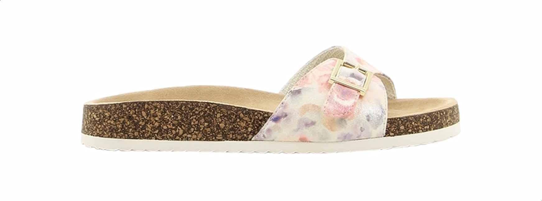 Sprox Floral-Pattern Buckle-Strap Slide Slippers For Women